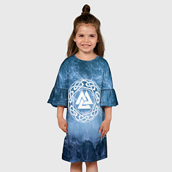 Платье клеш для девочки Валькнут символ Бога Одина 3D, цвет: 3D-принт — фото 2