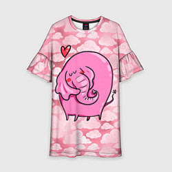 Детское платье Розовый влюбленный слон