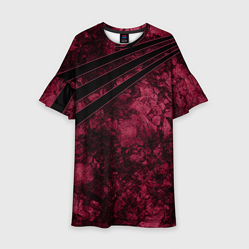 Детское платье Мраморный бордовый текстурированный узор / 3D-принт – фото 1