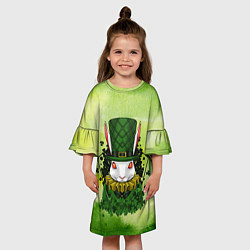 Платье клеш для девочки Кролик в шляпе, цвет: 3D-принт — фото 2