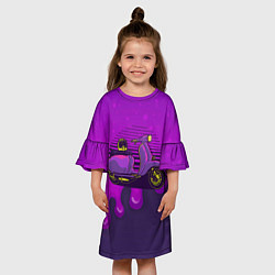 Платье клеш для девочки Фиолетовый мопед, цвет: 3D-принт — фото 2