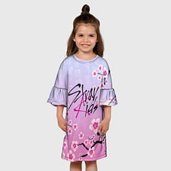 Платье клеш для девочки Stray Kids цветы сакуры, цвет: 3D-принт — фото 2