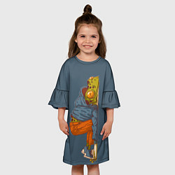 Платье клеш для девочки Уставшая лягуха, цвет: 3D-принт — фото 2