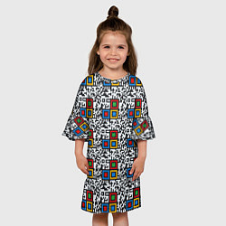 Платье клеш для девочки QR код - паттерн, цвет: 3D-принт — фото 2