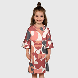 Платье клеш для девочки Геометрический орнамент оранж, цвет: 3D-принт — фото 2