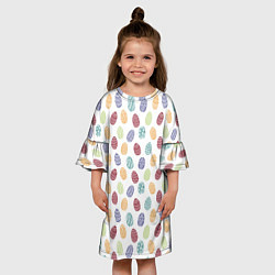 Платье клеш для девочки Пасхальные яйца Паттерн на белом фоне, цвет: 3D-принт — фото 2