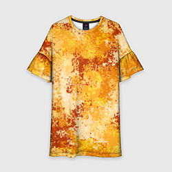 Платье клеш для девочки Спортивный камуфляж Пикси - Апельсин, цвет: 3D-принт