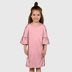 Платье клеш для девочки Вязаный простой узор косичка Три оттенка розового, цвет: 3D-принт — фото 2
