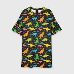 Детское платье Разноцветные Динозавры
