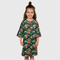 Платье клеш для девочки Динозавры Dinosaurs, цвет: 3D-принт — фото 2