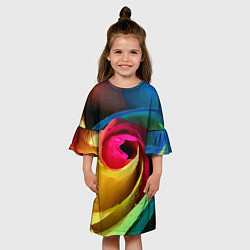 Платье клеш для девочки Роза fashion 2022, цвет: 3D-принт — фото 2