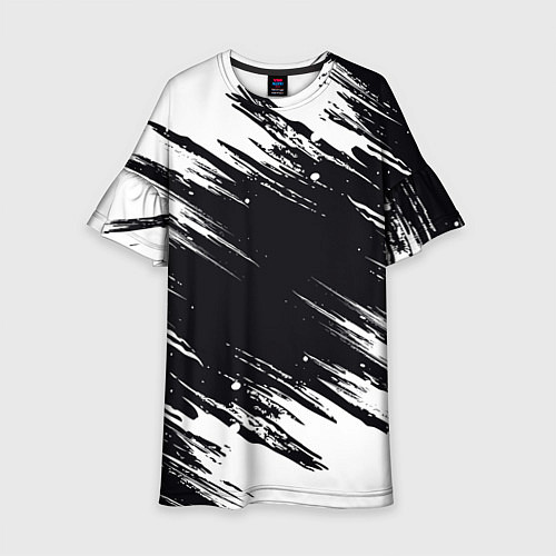 Детское платье БЕЛАЯ КРАСКА БРЫЗГИ / 3D-принт – фото 1