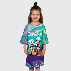 Платье клеш для девочки Cuphead чашечка кофе, цвет: 3D-принт — фото 2