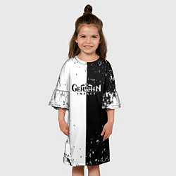 Платье клеш для девочки Genshin Impact черноебелое, цвет: 3D-принт — фото 2