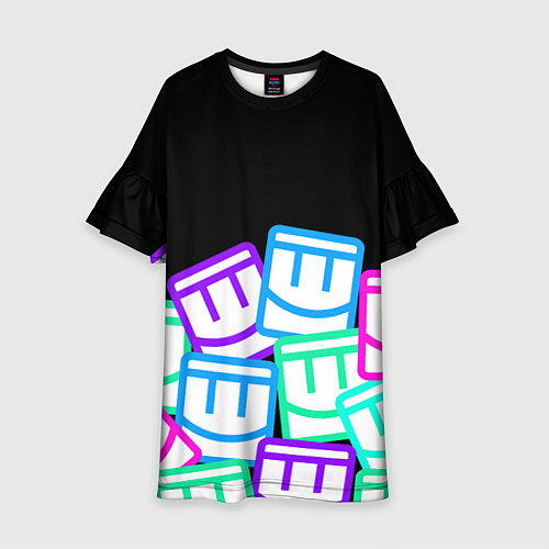 Детское платье Разноцветные лого REC ROOM / 3D-принт – фото 1