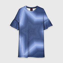 Платье клеш для девочки Синий звездный современный узор, цвет: 3D-принт