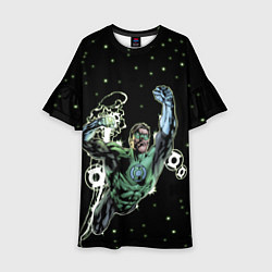 Платье клеш для девочки Космический защитник - Зеленый Фонарь, цвет: 3D-принт