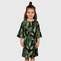 Платье клеш для девочки Цветы Стена Из Листьев, цвет: 3D-принт — фото 2