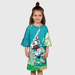 Платье клеш для девочки 2 Чашечки Cuphead, цвет: 3D-принт — фото 2