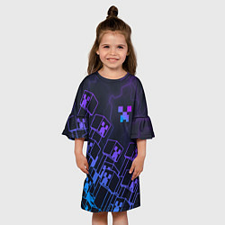 Платье клеш для девочки Minecraft CREEPER NEON, цвет: 3D-принт — фото 2