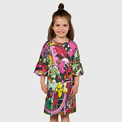 Платье клеш для девочки Веселые монстрики - чудики, цвет: 3D-принт — фото 2