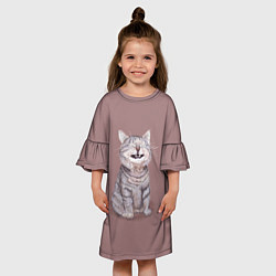 Платье клеш для девочки Недовольный котик Disgruntled cat, цвет: 3D-принт — фото 2