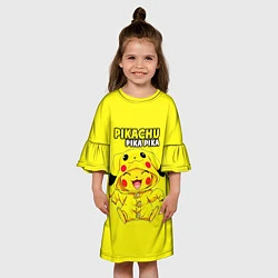 Платье клеш для девочки Пикачу Пика Пика в костюме, цвет: 3D-принт — фото 2