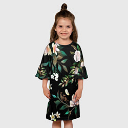 Платье клеш для девочки Цветы Полуночный Сад, цвет: 3D-принт — фото 2