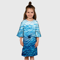 Платье клеш для девочки Водоворот Океан, цвет: 3D-принт — фото 2