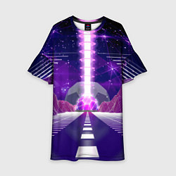 Платье клеш для девочки Vaporwave Neon Space, цвет: 3D-принт
