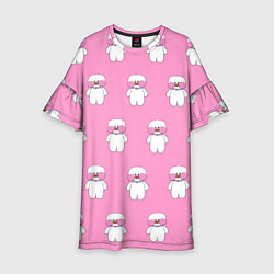 Платье клеш для девочки ЛАЛАФАНФАН на розовом фоне, цвет: 3D-принт