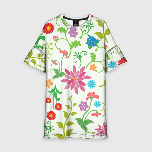 Детское платье Поле полевых цветов / 3D-принт – фото 1