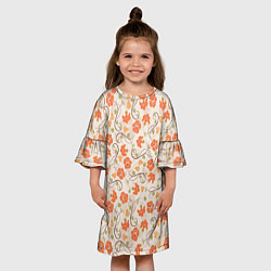 Платье клеш для девочки Оранжевый вьюнок, цвет: 3D-принт — фото 2
