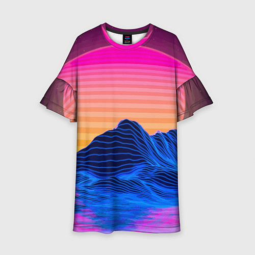 Детское платье Vaporwave Mountains Психоделика Неон / 3D-принт – фото 1