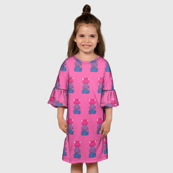 Платье клеш для девочки Котики светофоры, цвет: 3D-принт — фото 2