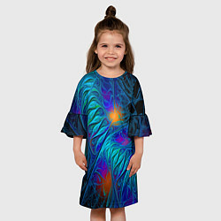 Платье клеш для девочки Neon pattern Неоновый паттерн, цвет: 3D-принт — фото 2