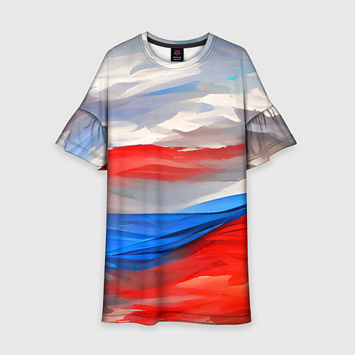 Детское платье Флаг России в красках / 3D-принт – фото 1