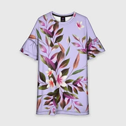 Платье клеш для девочки Цветы Вересковый Сад, цвет: 3D-принт