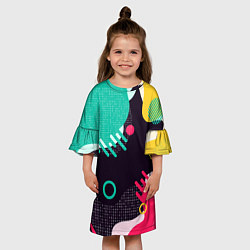 Платье клеш для девочки АБСТРАКТНАЯ ЦВЕТНАЯ ЗАЛИВКА, цвет: 3D-принт — фото 2