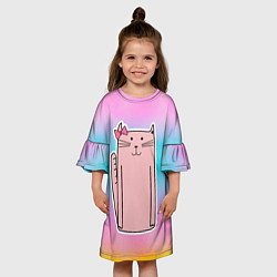 Платье клеш для девочки Розовая кошечка, цвет: 3D-принт — фото 2