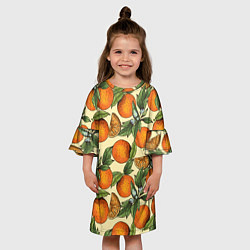 Платье клеш для девочки Узор Апельсиновое настроение, цвет: 3D-принт — фото 2