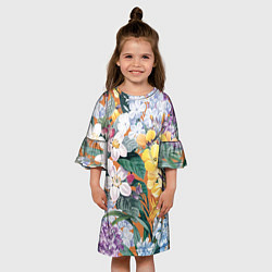 Платье клеш для девочки Цветы Красочный Лакфиоль, цвет: 3D-принт — фото 2