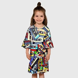 Платье клеш для девочки ТЕКСТУРА АУДИОКАССЕТ, цвет: 3D-принт — фото 2