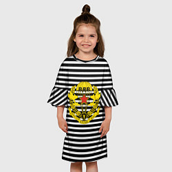 Платье клеш для девочки Черная тельняшка - ВДВ, цвет: 3D-принт — фото 2