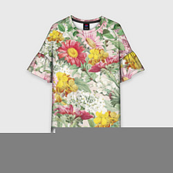 Платье клеш для девочки Цветы Майские Герберы, цвет: 3D-принт