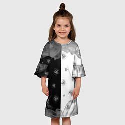 Платье клеш для девочки РОССИЯ - ГЕРБ Огонь Паттерн, цвет: 3D-принт — фото 2