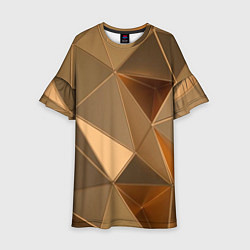 Платье клеш для девочки Золотые 3D треугольники, цвет: 3D-принт