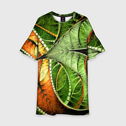 Платье клеш для девочки Растительный абстрактный фрактальный паттерн Veget, цвет: 3D-принт