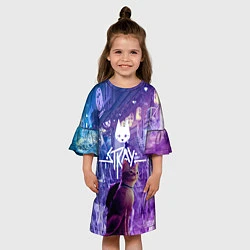 Платье клеш для девочки Stray - огонек - неон, цвет: 3D-принт — фото 2