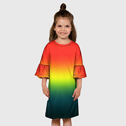 Платье клеш для девочки Радужный красно-желто-зеленый градиент, цвет: 3D-принт — фото 2